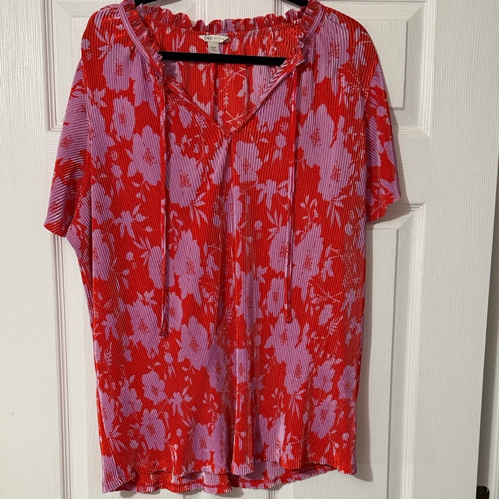 Cato Red and Purple Floral Blouse